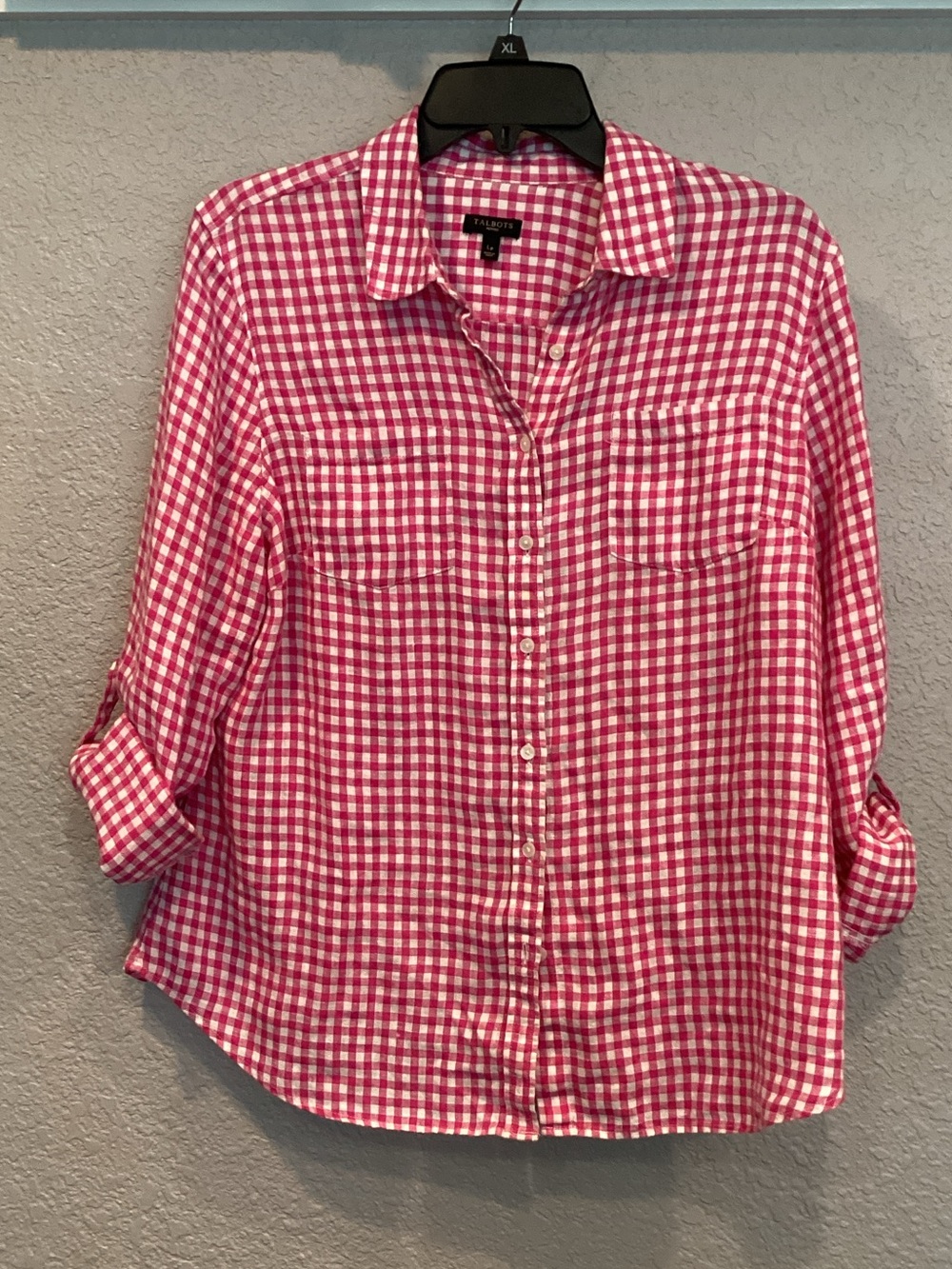 Talbots Pink and White Gingham Button-Down Shirt